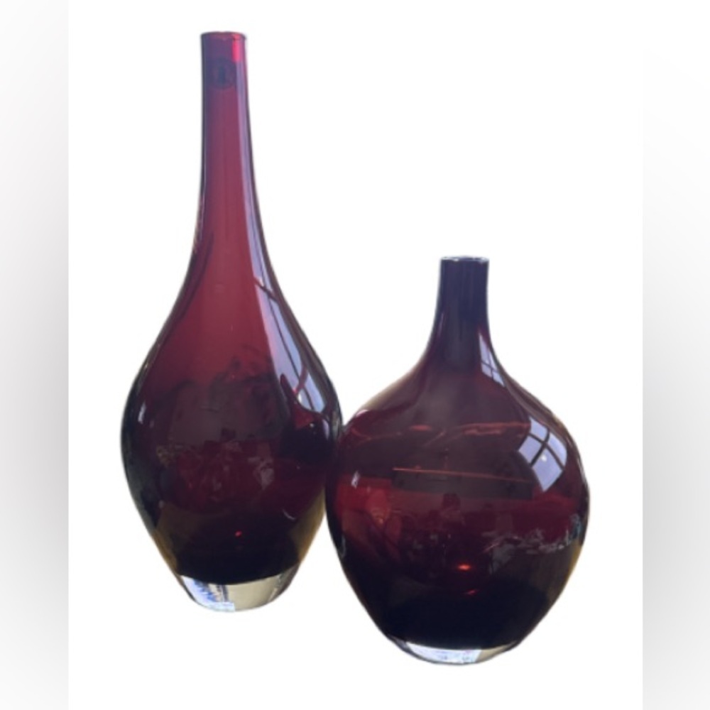 Vintage IKEA Salong Vase  set | 1990s Ruby Red